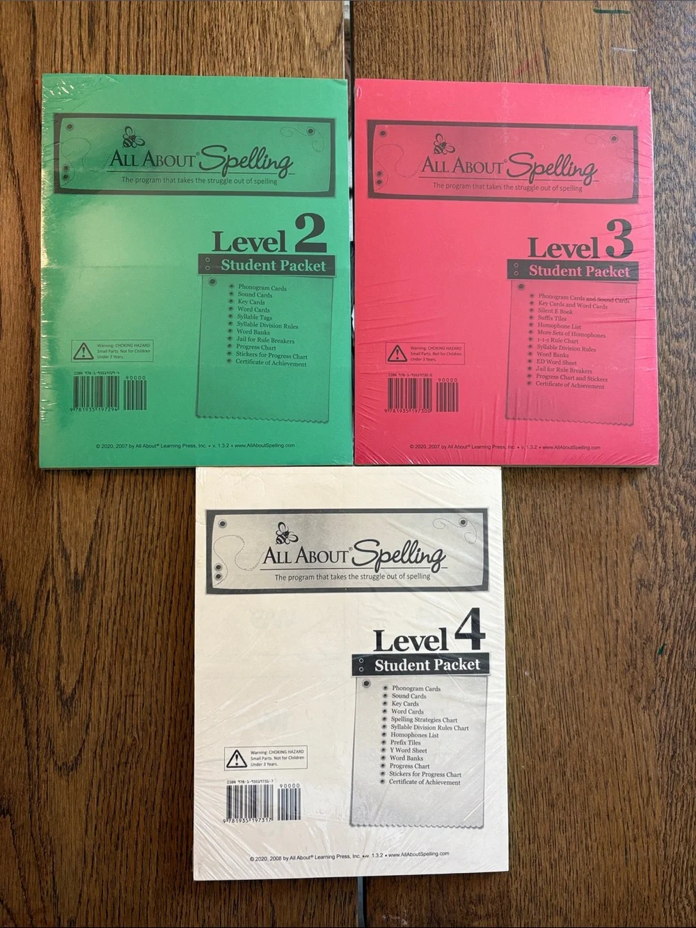 OLDER VERSION All About Spelling Level 2, 3 & 4 Student Packets Cards + stickers